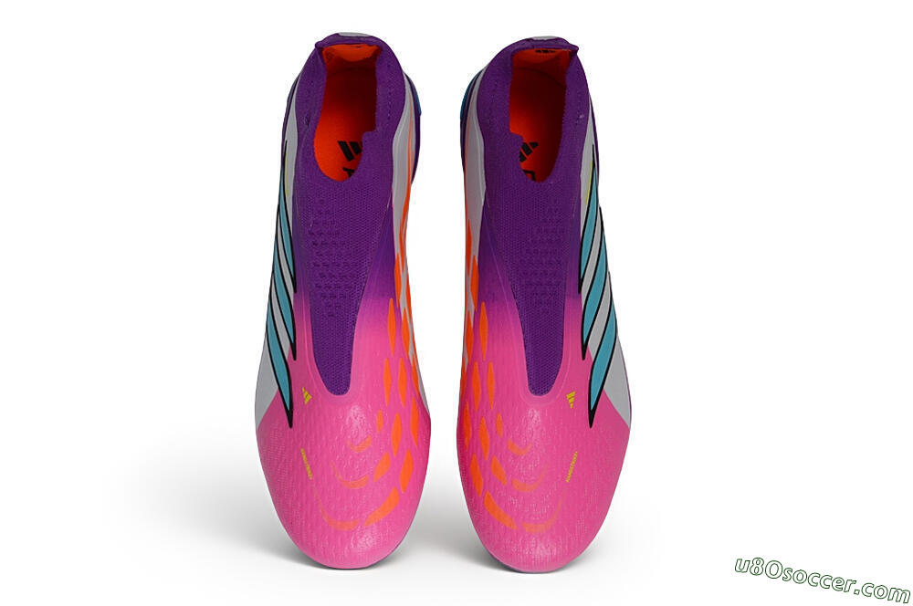 Adidas Predator 26 Elite Laceless FG Firm Ground Soccer Cleats - Purple/Berry Pink/Electric Blue 4