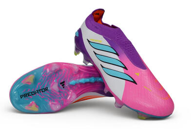 Adidas Predator 26 Elite Laceless FG Firm Ground Soccer Cleats - Purple/Berry Pink/Electric Blue