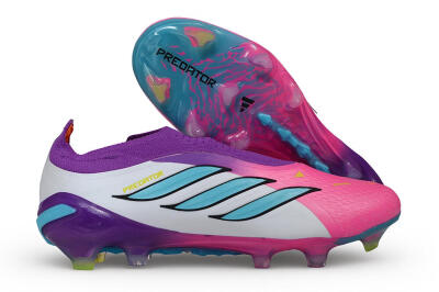 Adidas Predator 26 Elite Laceless FG Firm Ground Soccer Cleats - Purple/Berry Pink/Electric Blue