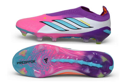 Adidas Predator 26 Elite Laceless FG Firm Ground Soccer Cleats - Purple/Berry Pink/Electric Blue