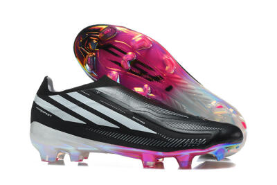 Adidas F50 Hyperfast Elite Laceless FG Firm Ground Soccer Cleats - Black/Core Black/Iridescent Pink