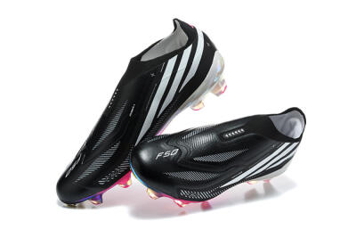 Adidas F50 Hyperfast Elite Laceless FG Firm Ground Soccer Cleats - Black/Core Black/Iridescent Pink