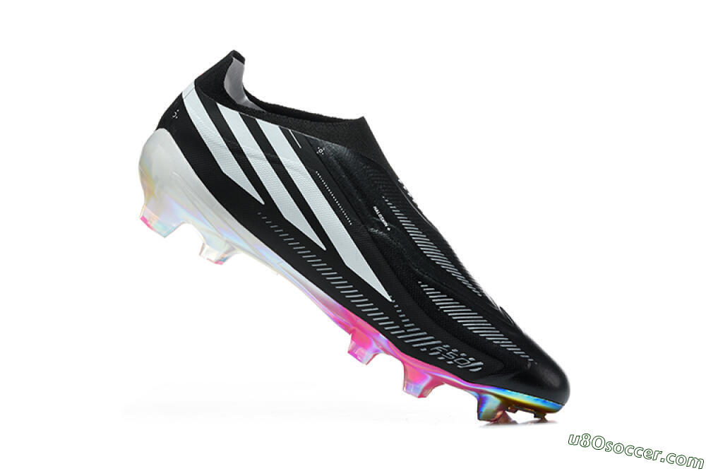 Adidas F50 Hyperfast Elite Laceless FG Firm Ground Soccer Cleats - Black/Core Black/Iridescent Pink 7