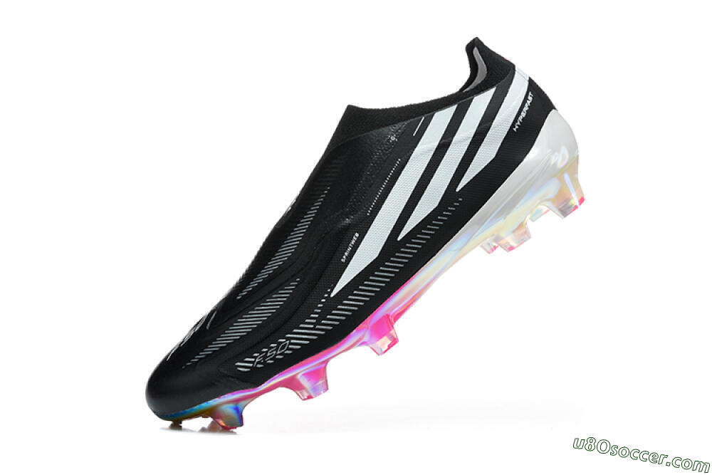 Adidas F50 Hyperfast Elite Laceless FG Firm Ground Soccer Cleats - Black/Core Black/Iridescent Pink 8