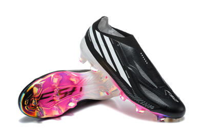 Adidas F50 Hyperfast Elite Laceless FG Firm Ground Soccer Cleats - Black/Core Black/Iridescent Pink