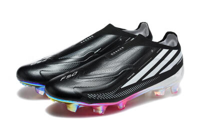 Adidas F50 Hyperfast Elite Laceless FG Firm Ground Soccer Cleats - Black/Core Black/Iridescent Pink