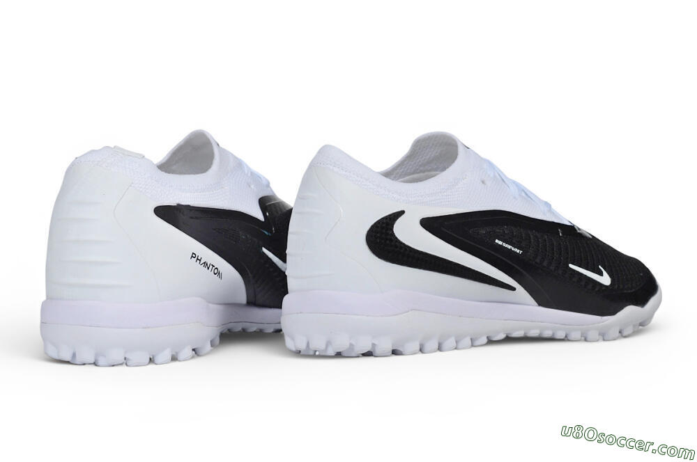 Nike Phantom 6 Elite Low TF Artificial Turf Soccer Shoes - White/White/Black 6