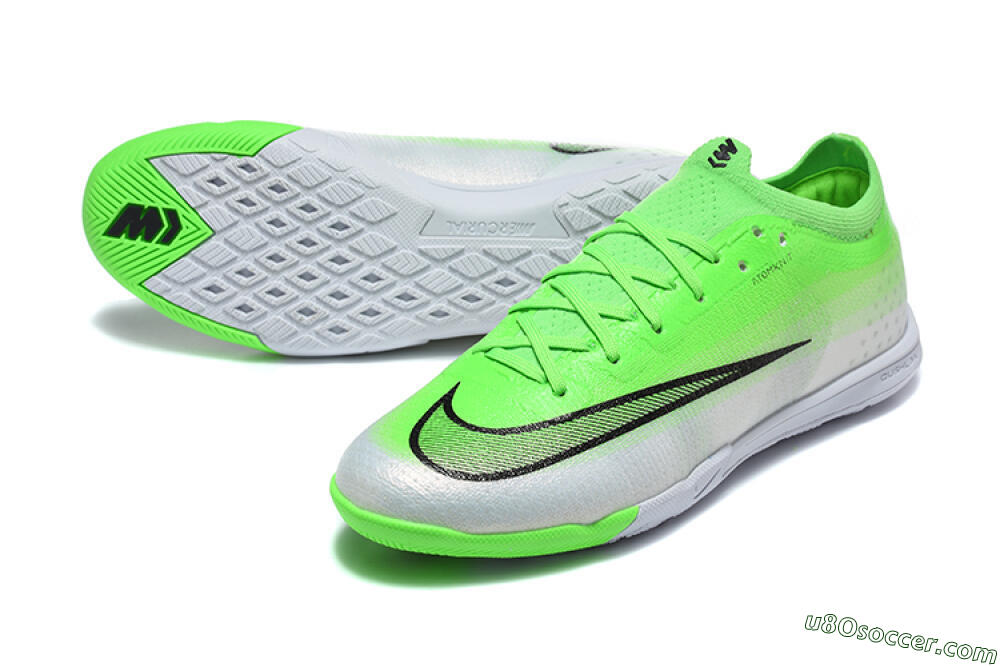 Nike Air Zoom Mercurial Vapor 17 Elite IC Indoor & Futsal Soccer Shoes - Green/Electric Green/Metallic Silver 3