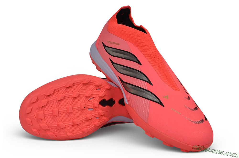 Adidas Predator 26 Elite Laceless TF Artificial Turf Soccer Shoes - Red/Solar Red/Metallic Black 4