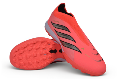 Adidas Predator 26 Elite Laceless TF Artificial Turf Soccer Shoes - Red/Solar Red/Metallic Black
