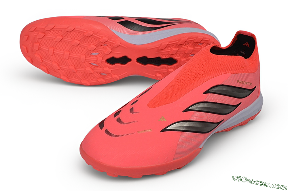 Adidas Predator 26 Elite Laceless TF Artificial Turf Soccer Shoes - Red/Solar Red/Metallic Black 3