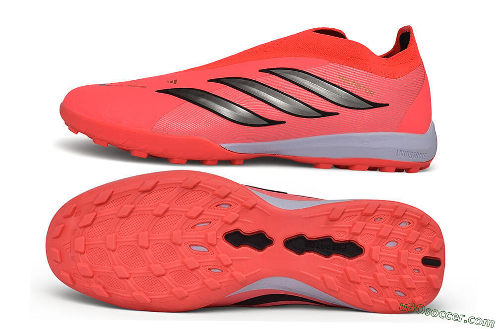Adidas Predator 26 Elite Laceless TF Artificial Turf Soccer Shoes - Red/Solar Red/Metallic Black 0