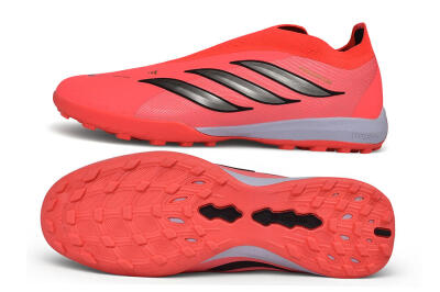 Adidas Predator 26 Elite Laceless TF Artificial Turf Soccer Shoes - Red/Solar Red/Metallic Black