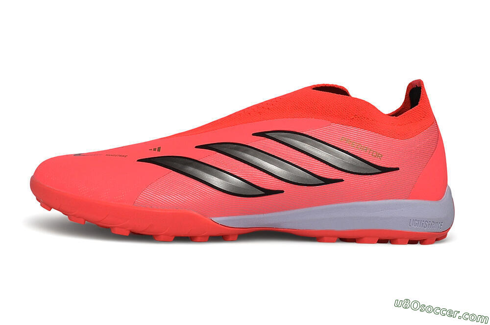 Adidas Predator 26 Elite Laceless TF Artificial Turf Soccer Shoes - Red/Solar Red/Metallic Black 2