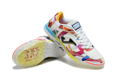 Joma Top Flex IC Indoor & Futsal Soccer Shoes - White/Multi-Color/Artistic Print