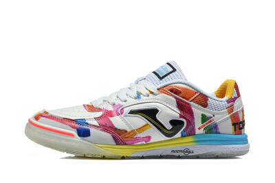 Joma Top Flex IC Indoor & Futsal Soccer Shoes - White/Multi-Color/Artistic Print