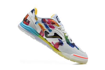 Joma Top Flex IC Indoor & Futsal Soccer Shoes - White/Multi-Color/Artistic Print