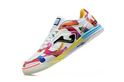 Joma Top Flex IC Indoor & Futsal Soccer Shoes - White/Multi-Color/Artistic Print