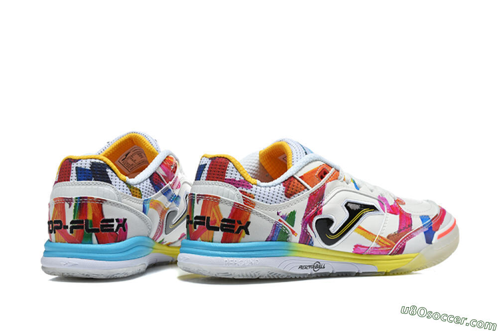 Joma Top Flex IC Indoor & Futsal Soccer Shoes - White/Multi-Color/Artistic Print 9
