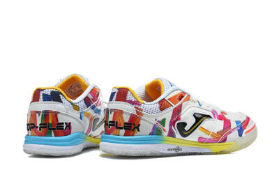 Joma Top Flex IC Indoor & Futsal Soccer Shoes - White/Multi-Color/Artistic Print