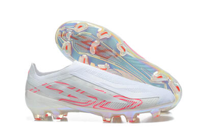 Adidas F50 Elite Laceless FG Firm Ground Soccer Cleats - White/Cloud White/Solar Red