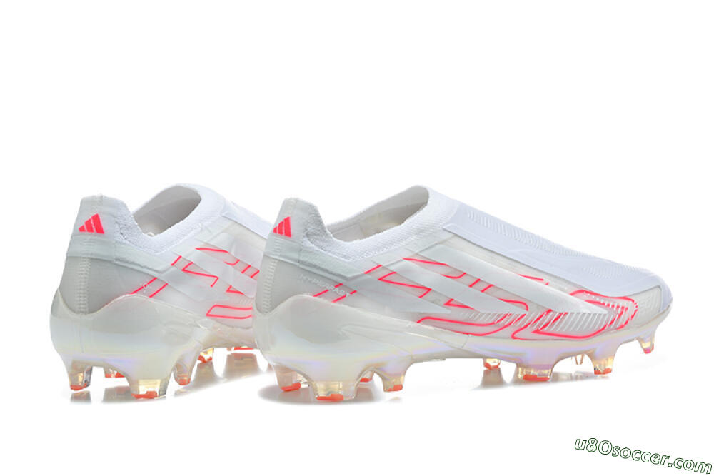 Adidas F50 Elite Laceless FG Firm Ground Soccer Cleats - White/Cloud White/Solar Red 5