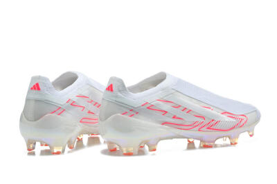 Adidas F50 Elite Laceless FG Firm Ground Soccer Cleats - White/Cloud White/Solar Red