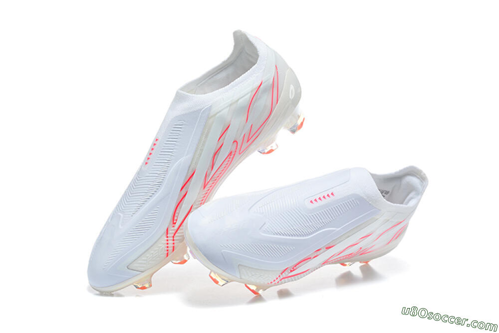 Adidas F50 Elite Laceless FG Firm Ground Soccer Cleats - White/Cloud White/Solar Red 3