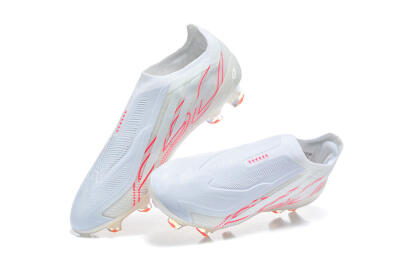 Adidas F50 Elite Laceless FG Firm Ground Soccer Cleats - White/Cloud White/Solar Red