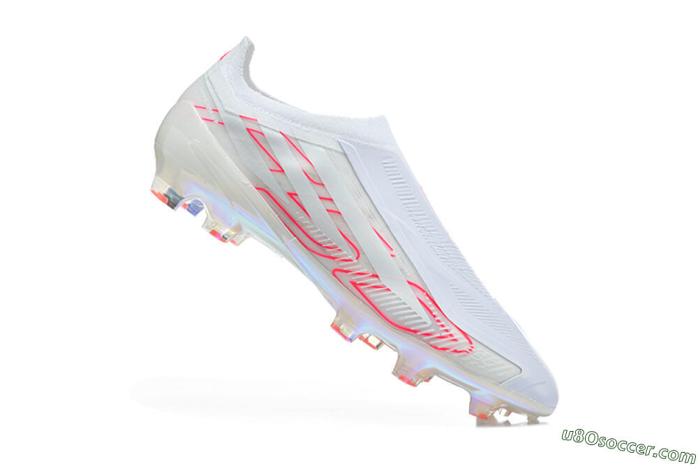 Adidas F50 Elite Laceless FG Firm Ground Soccer Cleats - White/Cloud White/Solar Red 4