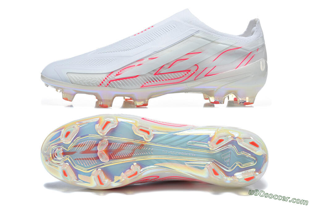 Adidas F50 Elite Laceless FG Firm Ground Soccer Cleats - White/Cloud White/Solar Red 0