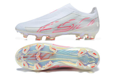 Adidas F50 Elite Laceless FG Firm Ground Soccer Cleats - White/Cloud White/Solar Red