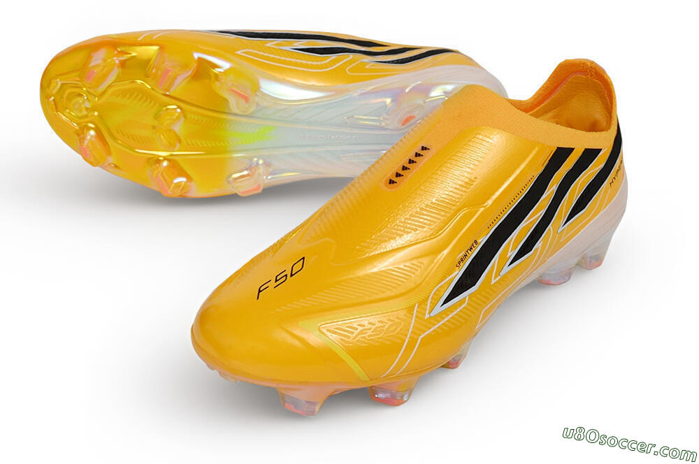 Adidas F50 Hyperfast Elite Laceless FG Firm Ground Soccer Cleats - Orange/Solar Gold/Core Black 3
