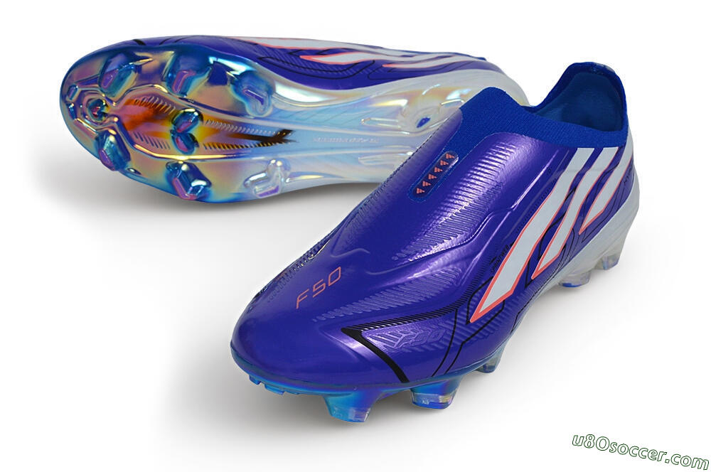 Adidas F50 Hyperfast Elite Laceless FG Firm Ground Soccer Cleats - Blue/Lucid Blue/Solar Red 3