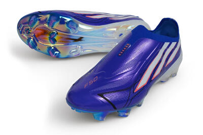 Adidas F50 Hyperfast Elite Laceless FG Firm Ground Soccer Cleats - Blue/Lucid Blue/Solar Red