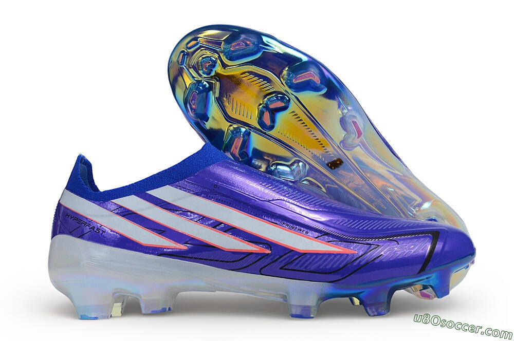 Adidas F50 Hyperfast Elite Laceless FG Firm Ground Soccer Cleats - Blue/Lucid Blue/Solar Red 1