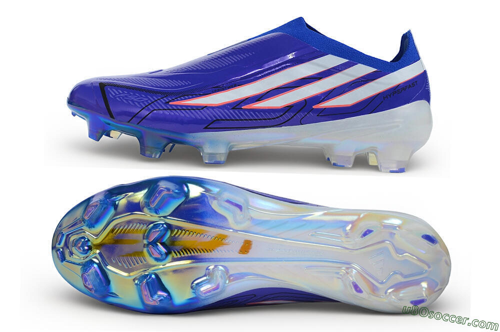 Adidas F50 Hyperfast Elite Laceless FG Firm Ground Soccer Cleats - Blue/Lucid Blue/Solar Red 0