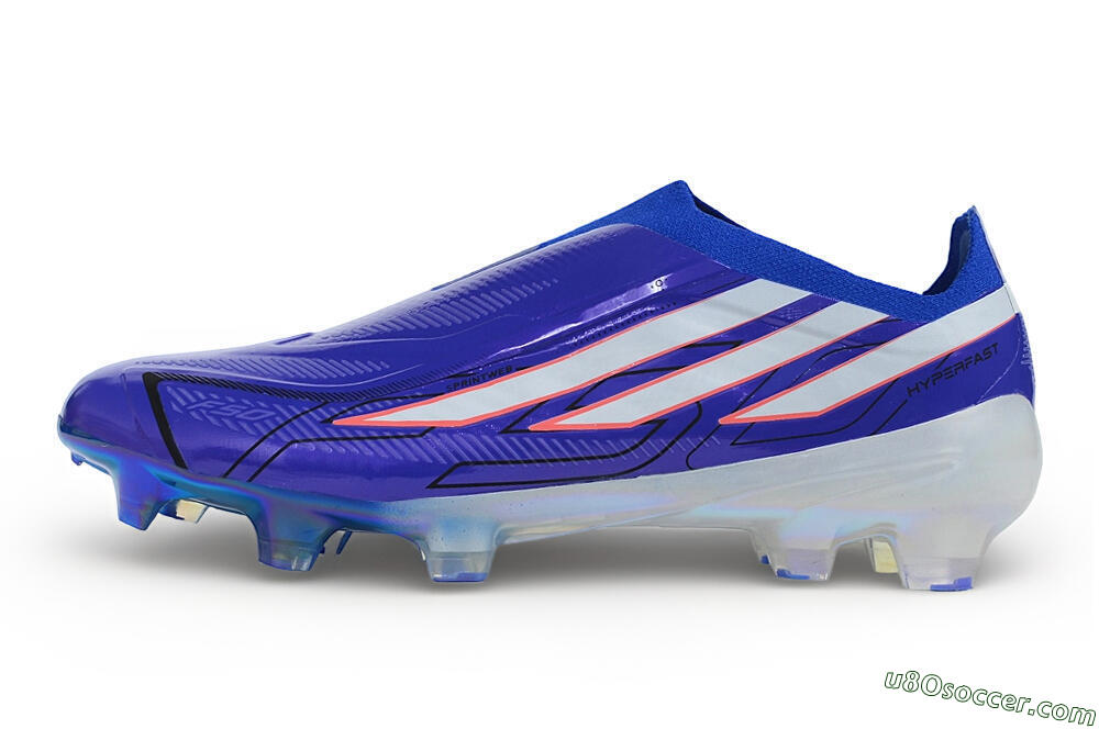 Adidas F50 Hyperfast Elite Laceless FG Firm Ground Soccer Cleats - Blue/Lucid Blue/Solar Red 2