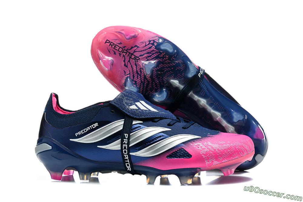 Adidas Predator 26 Elite Fold-Over Tongue FG Firm Ground Soccer Cleats - Blue/Midnight Navy/Lucid Pink 1