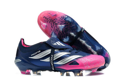 Adidas Predator 26 Elite Fold-Over Tongue FG Firm Ground Soccer Cleats - Blue/Midnight Navy/Lucid Pink