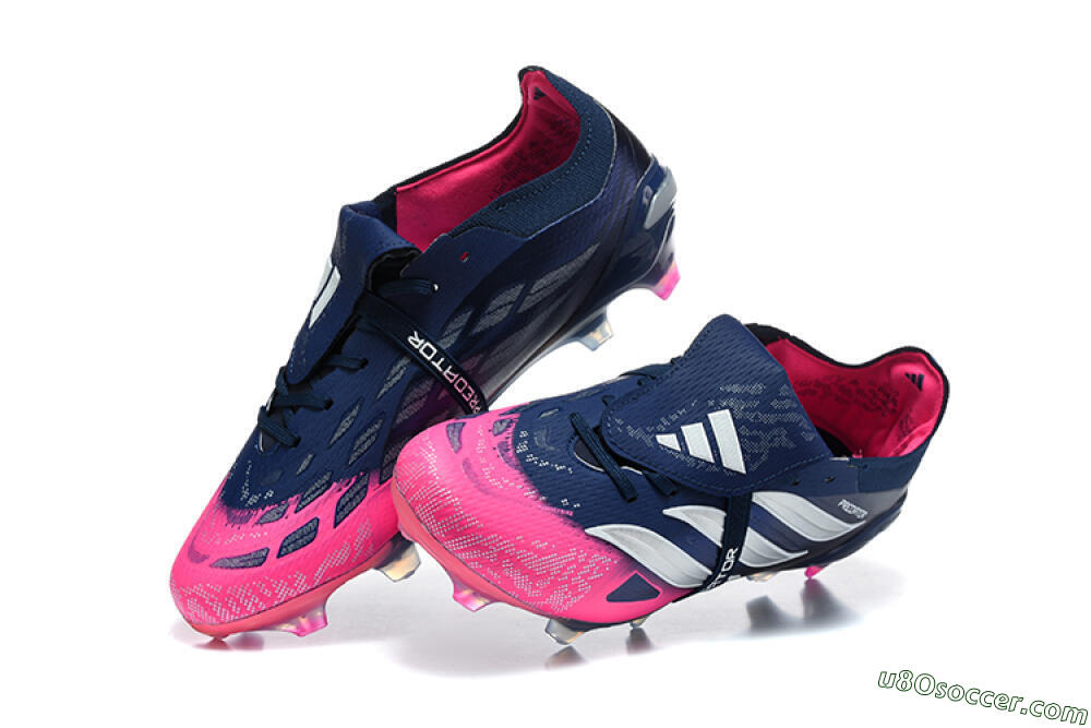 Adidas Predator 26 Elite Fold-Over Tongue FG Firm Ground Soccer Cleats - Blue/Midnight Navy/Lucid Pink 6
