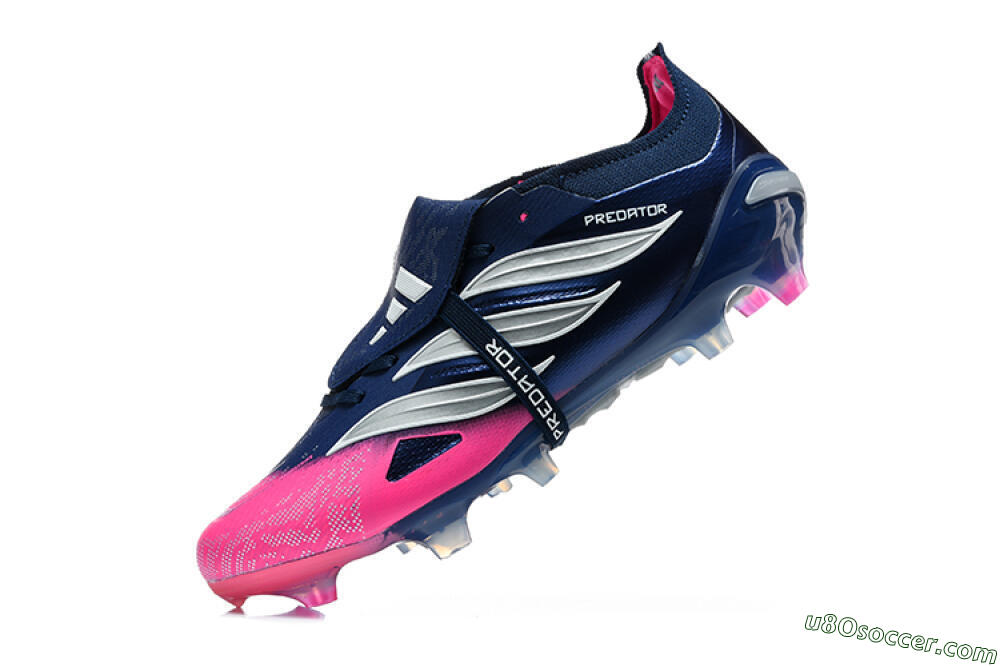 Adidas Predator 26 Elite Fold-Over Tongue FG Firm Ground Soccer Cleats - Blue/Midnight Navy/Lucid Pink 8