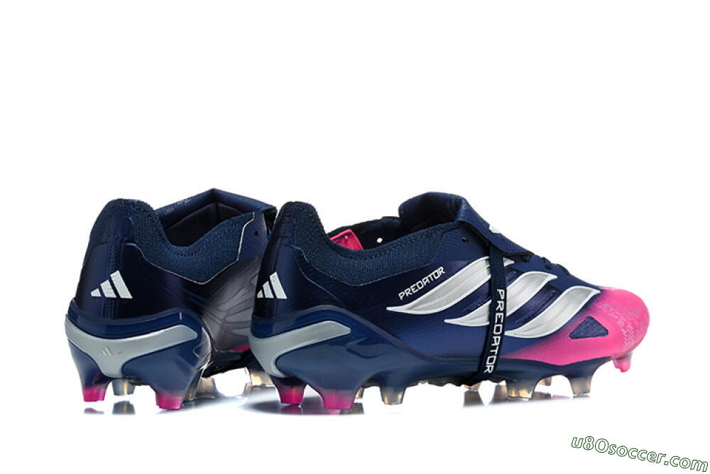 Adidas Predator 26 Elite Fold-Over Tongue FG Firm Ground Soccer Cleats - Blue/Midnight Navy/Lucid Pink 9