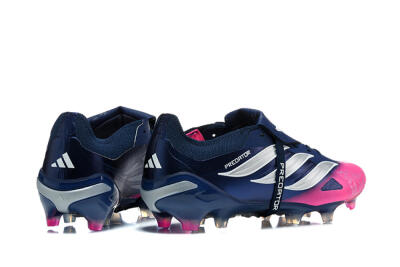Adidas Predator 26 Elite Fold-Over Tongue FG Firm Ground Soccer Cleats - Blue/Midnight Navy/Lucid Pink