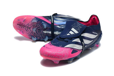 Adidas Predator 26 Elite Fold-Over Tongue FG Firm Ground Soccer Cleats - Blue/Midnight Navy/Lucid Pink