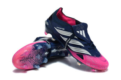 Adidas Predator 26 Elite Fold-Over Tongue FG Firm Ground Soccer Cleats - Blue/Midnight Navy/Lucid Pink