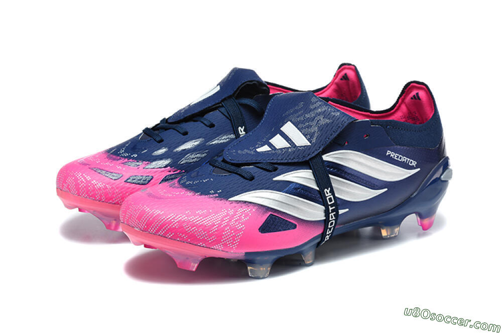 Adidas Predator 26 Elite Fold-Over Tongue FG Firm Ground Soccer Cleats - Blue/Midnight Navy/Lucid Pink 5