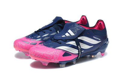 Adidas Predator 26 Elite Fold-Over Tongue FG Firm Ground Soccer Cleats - Blue/Midnight Navy/Lucid Pink