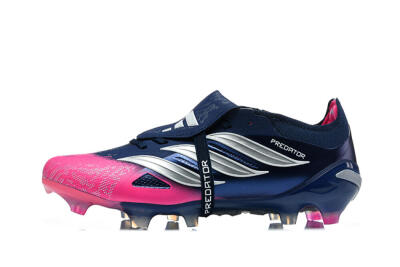 Adidas Predator 26 Elite Fold-Over Tongue FG Firm Ground Soccer Cleats - Blue/Midnight Navy/Lucid Pink