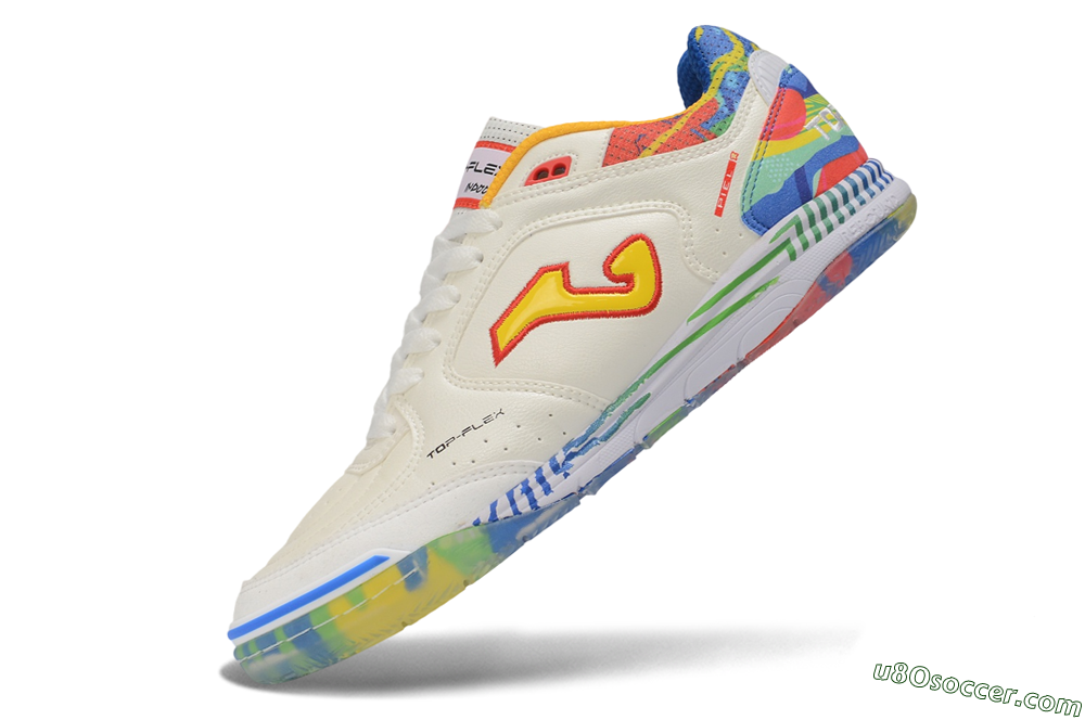 Joma Top Flex IC Indoor & Futsal Soccer Shoes - White/Multi-Color/Off-White 5